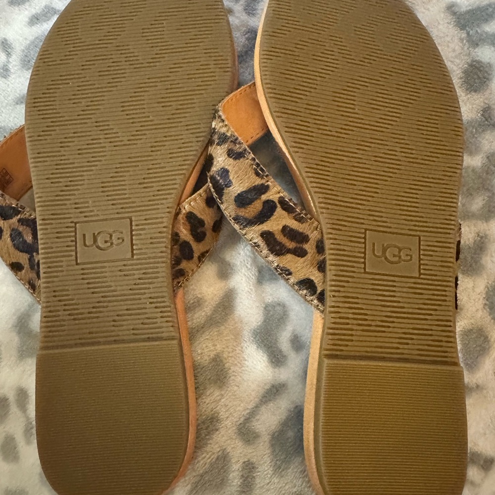 UGG Brown Leopard Print Sandals